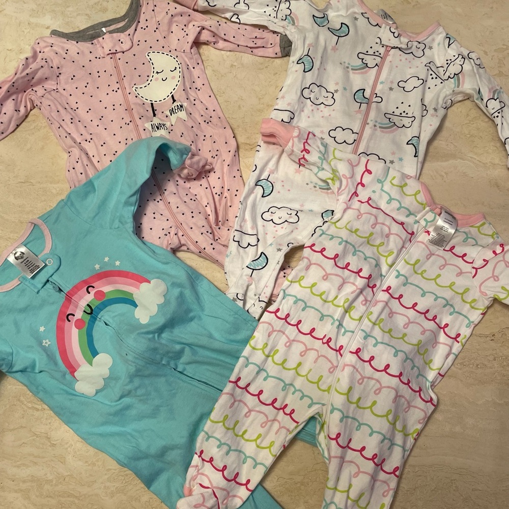 Baby footed pajamas. Bundle. Size 0-3 mths. Pre-used in prestine condition.